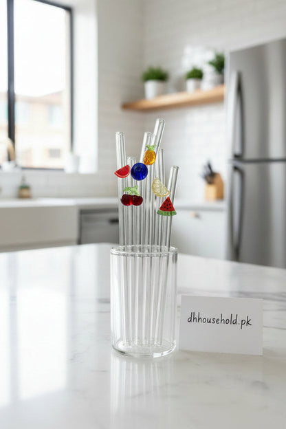 Premium Fruit & Veggie 6-Piece Glass Straw Set - My Store