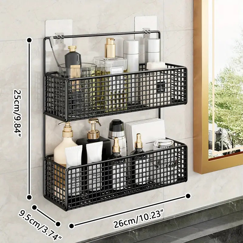 2 Layer Shelving Basket, Wall Mounted Bathroom Rack - My Store