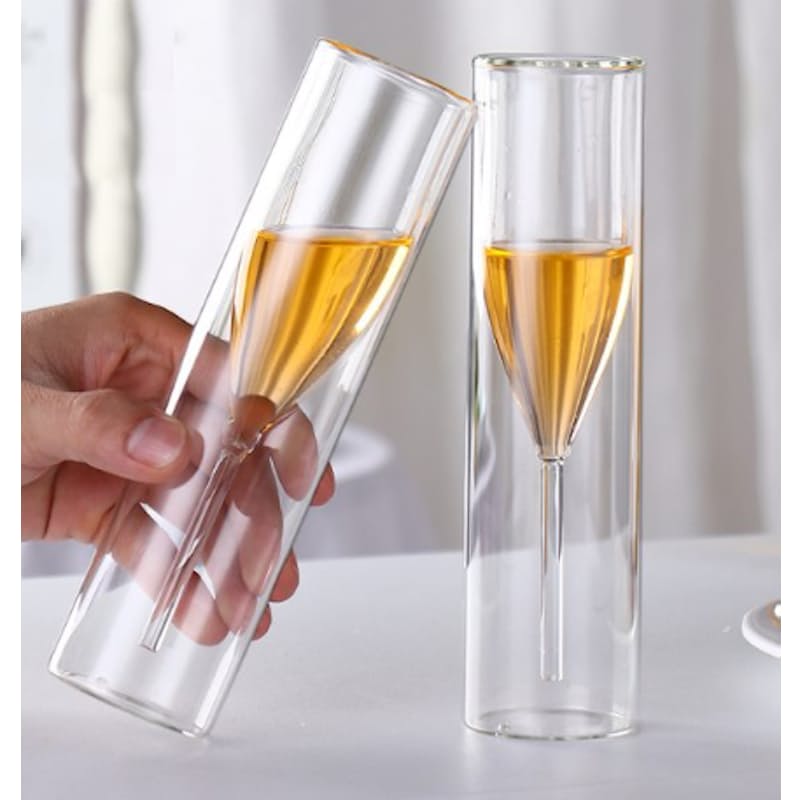 Double-Walled Borosilicate Glass Champagne Flute Set – Pack of 2 - My Store