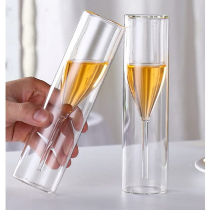 Double-Walled Borosilicate Glass Champagne Flute Set – Pack of 2 - My Store