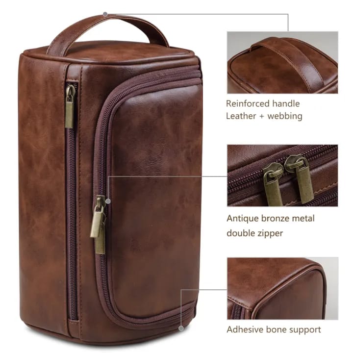 Premium Leather Hanging Toiletry Bag - My Store