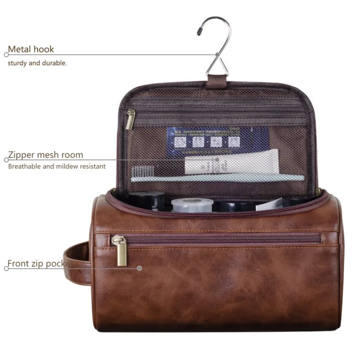 Premium Leather Hanging Toiletry Bag - My Store