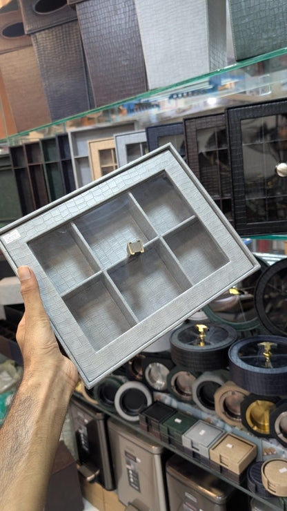 Premium Faux Leather Multipurpose Organizer Box with Transparent Lid