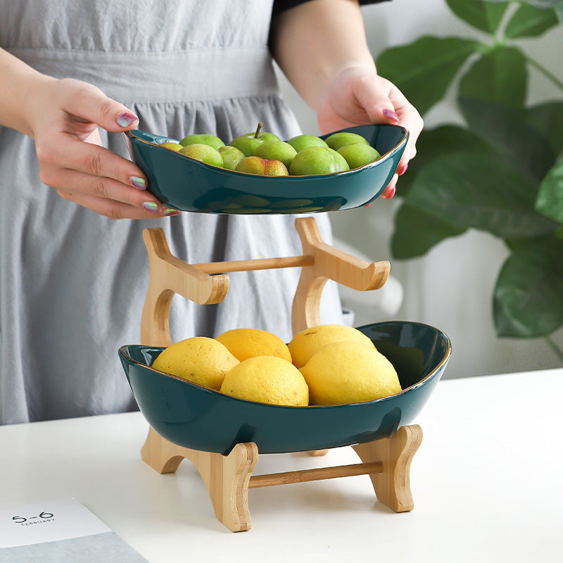 Fruit Basket with Wooden Stand