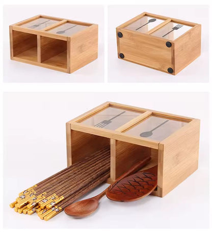 Bamboo Cutlery Holder Organizer - My Store