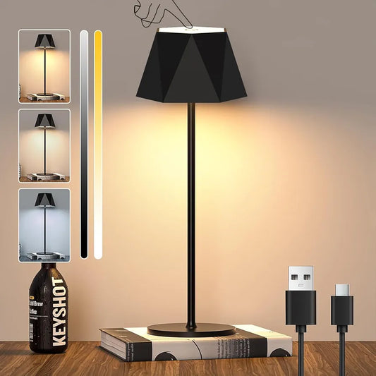 Modern Cordless LED Table Lamp (Hexagonal Design)