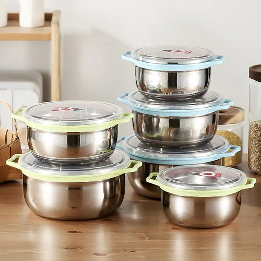 3-Piece Stainless Steel Mixing & Storage Bowl Set with Airtight Lids - My Store