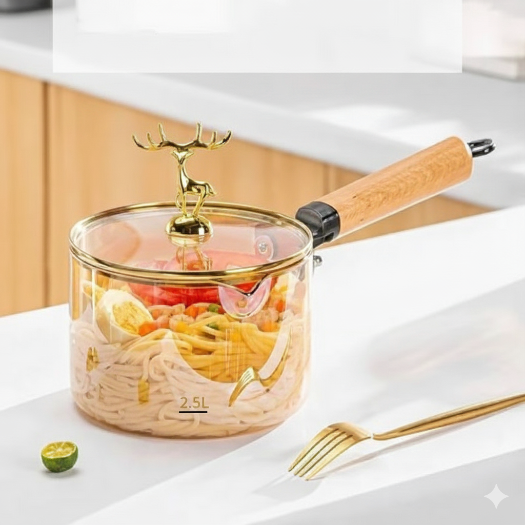 High Borosilicate Heat-Resistant Glass Pot Safe for All Heat Sources