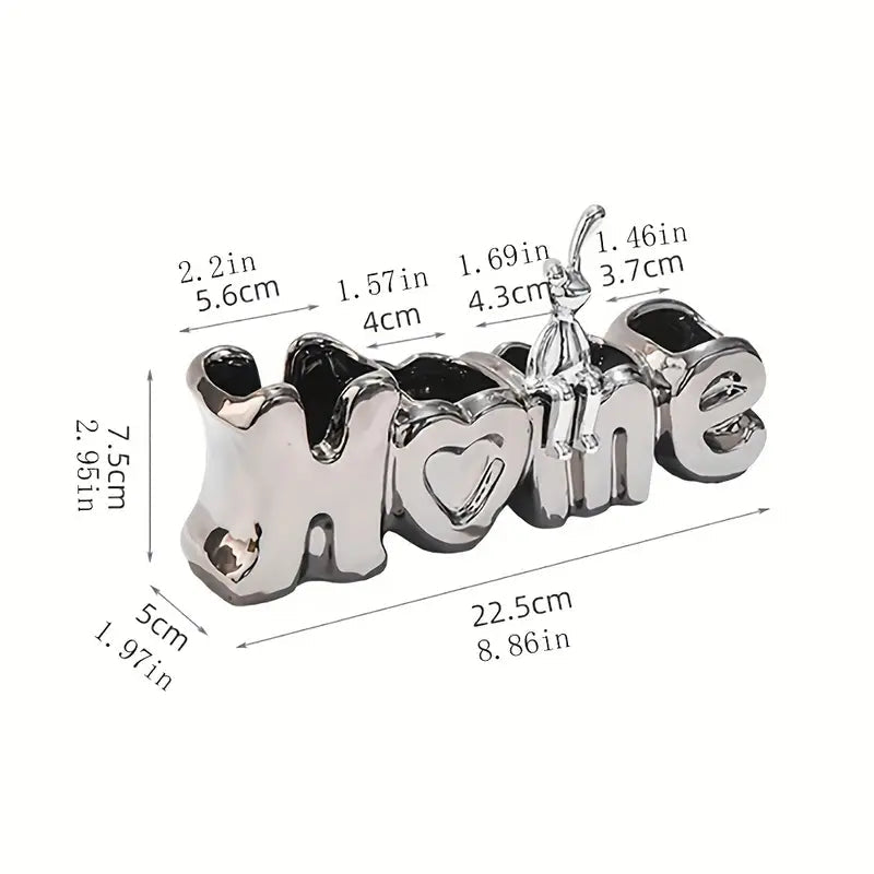 Ceramic "HOME" Bathroom Organizer & Toothbrush Holder