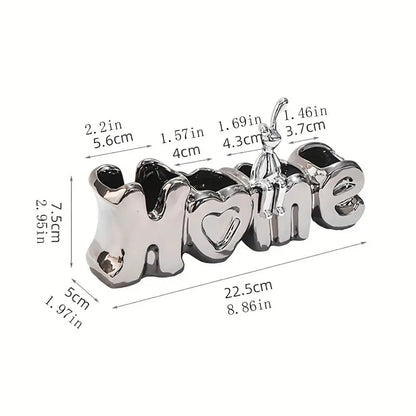 Ceramic "HOME" Bathroom Organizer & Toothbrush Holder