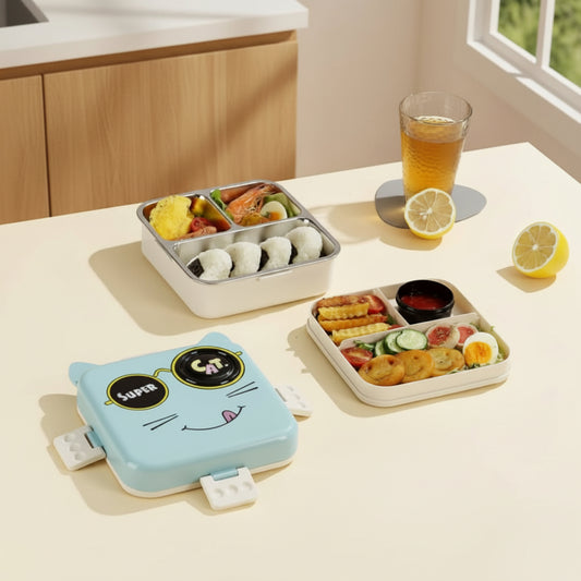 Super Cat Kids Lunch Box – 3 Compartment Stainless Steel Bento Box - My Store