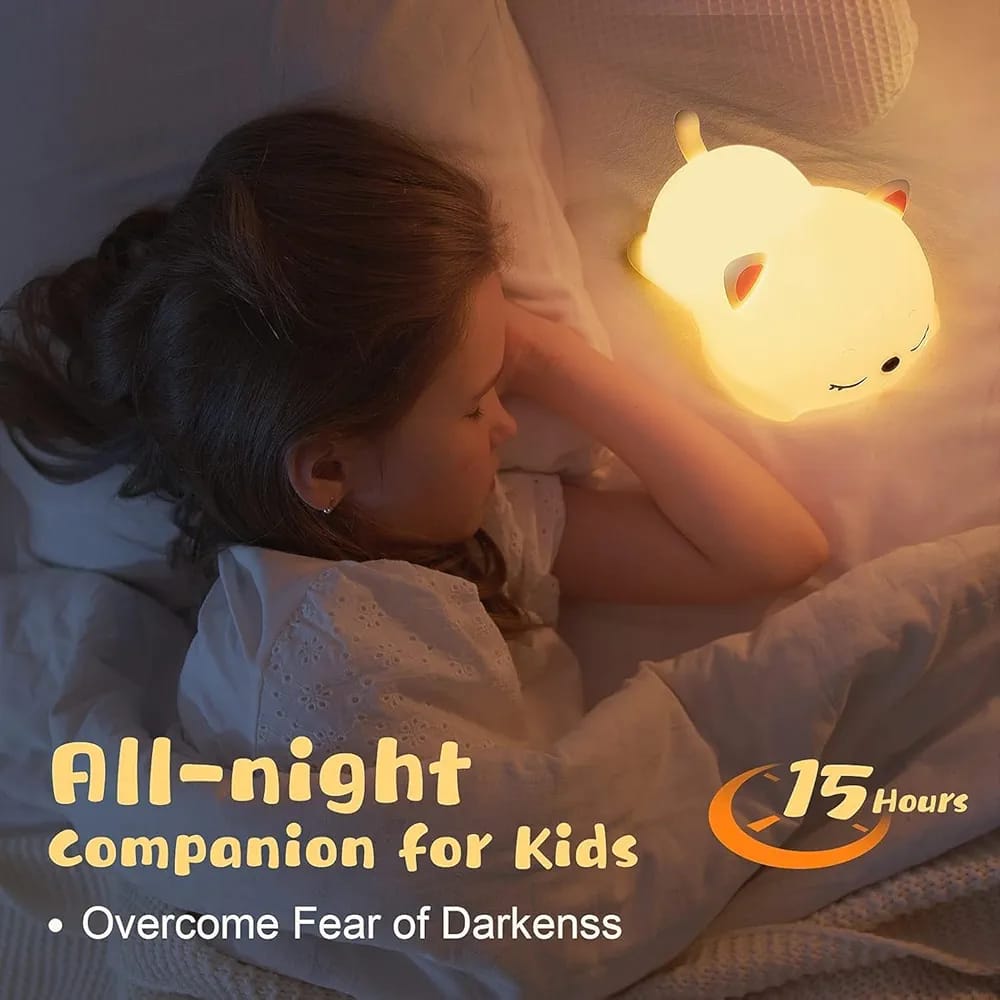 CAT Cartoon Night Light – Touch Control, USB Rechargeable