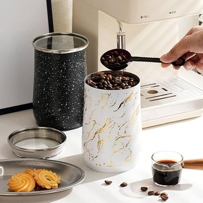 1000ml Metal Coffee Storage Canister with Spoon - My Store