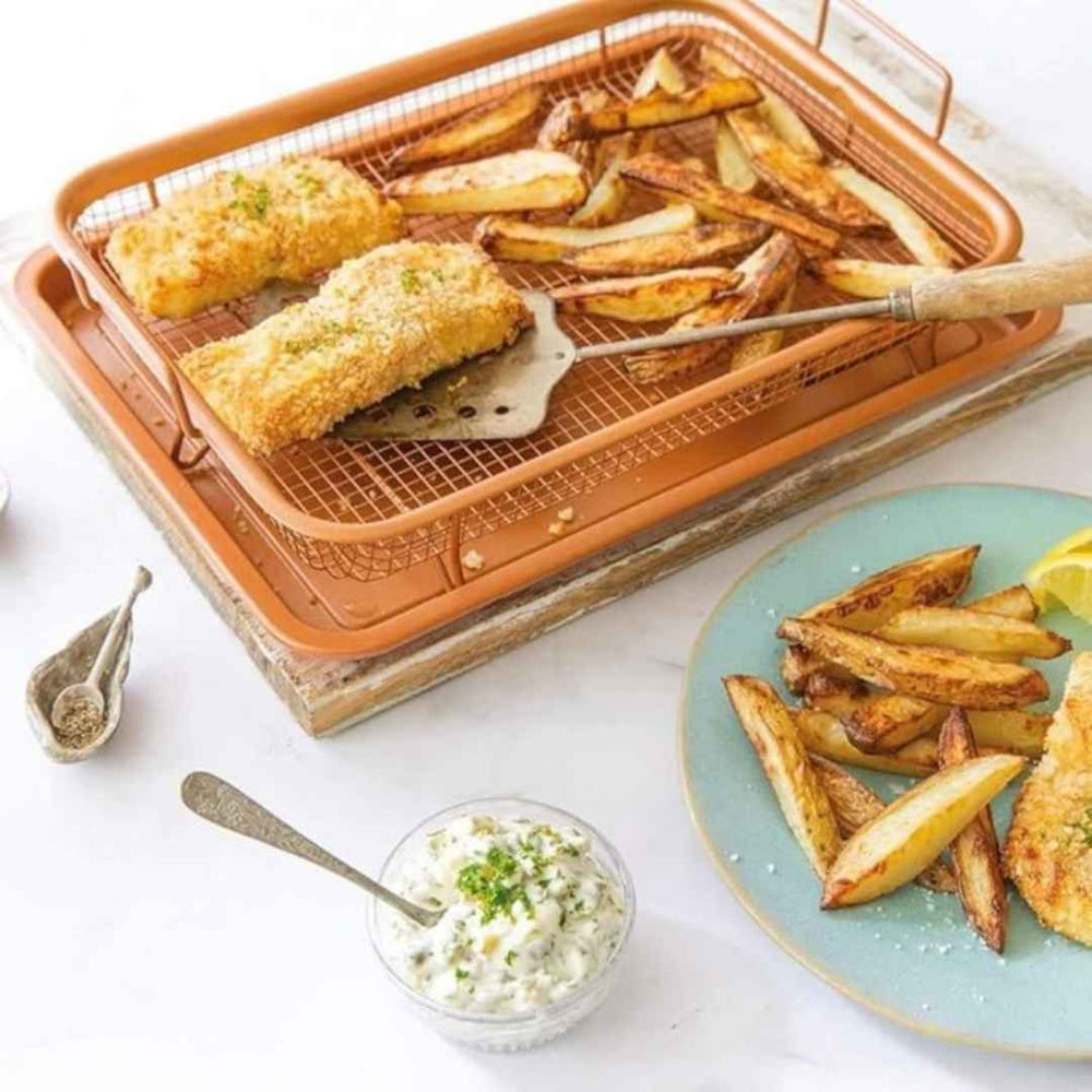 Copper Rectangle Crispy Tray – 2-Piece Set - My Store