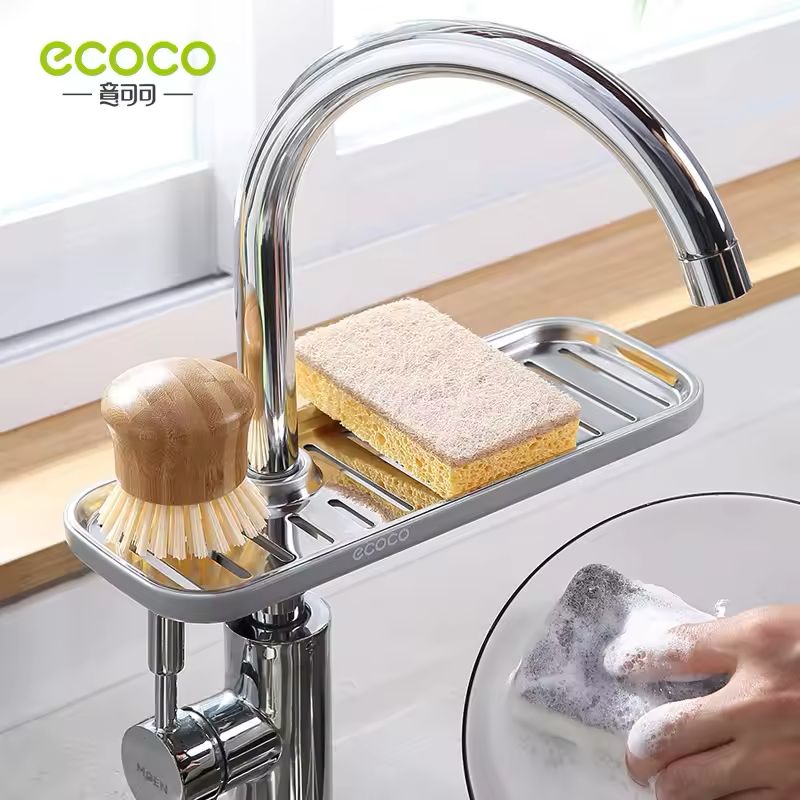 ECOCO Multi-Functional Faucet Drain Rack – Premium Stainless Steel Sink Organizer