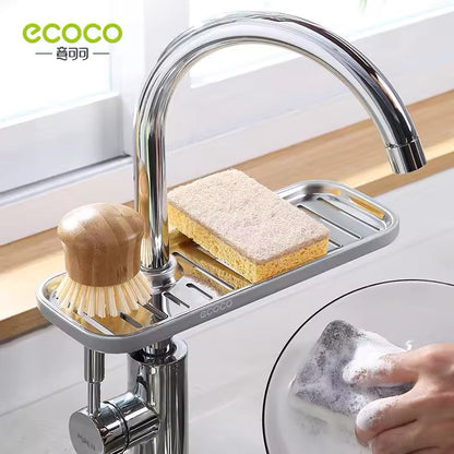 ECOCO Multi-Functional Faucet Drain Rack – Premium Stainless Steel Sink Organizer