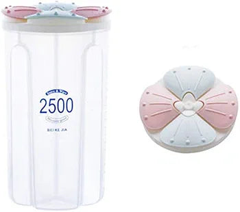 2500ML Plastic 4 Compartment Cereal Food Storage Container Set With Lids, 1pc - My Store