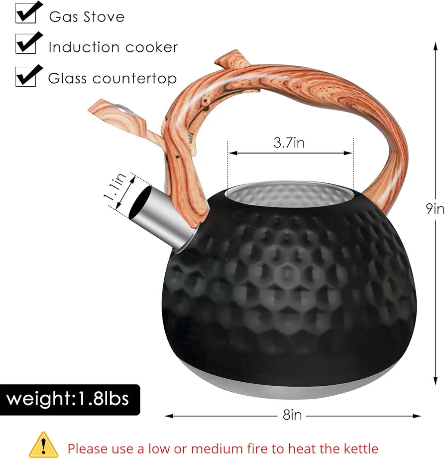 HausRoland Black Textured Whistling Kettle – 3 Liters