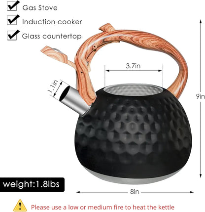 HausRoland Black Textured Whistling Kettle – 3 Liters