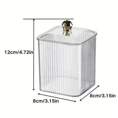 Luxe Fluted Acrylic Organizer Jar with Gold Knob Lid Set of 2 pcs