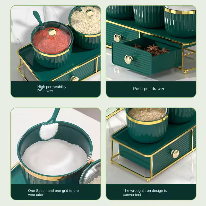 Luxury Emerald & Gold Spice Organizer Set - My Store