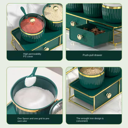 Luxury Emerald & Gold Spice Organizer Set - My Store