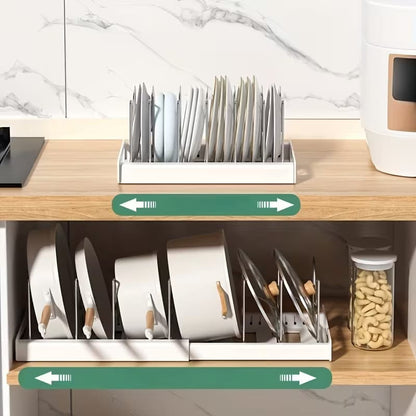 Expandable Pot & Pan Organizer with Adjustable U-Shaped Dividers – Vertical Cookware Storage for Lids, pans and tray - My Store