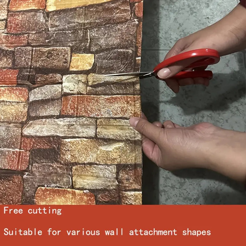 🧱 3D Rustic Brick Wall Stickers – Self-Adhesive PVC Foam Wallpape - My Store