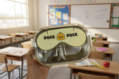 Cute Duck Stainless Steel Lunch Box (2 Compartment) - My Store