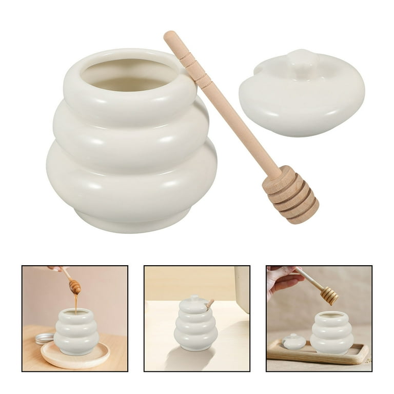 Ceramic Honey Pot with Wooden Dipper - My Store