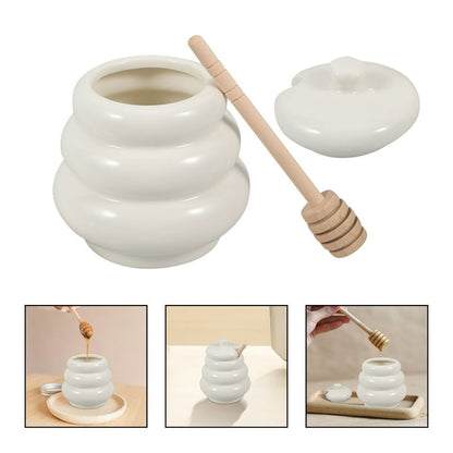 Ceramic Honey Pot with Wooden Dipper - My Store