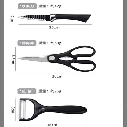 Black Wavy 6-Piece Stainless Steel Knife Set – Stylish & Durable