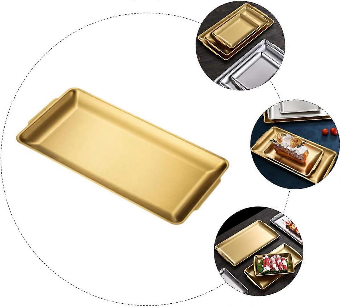 Golden Rectangle Serving Tray – Premium Stainless Steel - My Store