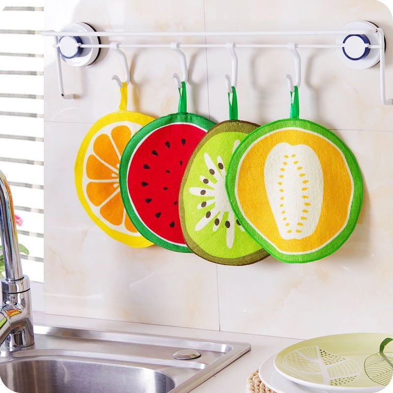 4 pcs Lovely Fruit Print Hanging Kitchen Towel Microfiber - My Store