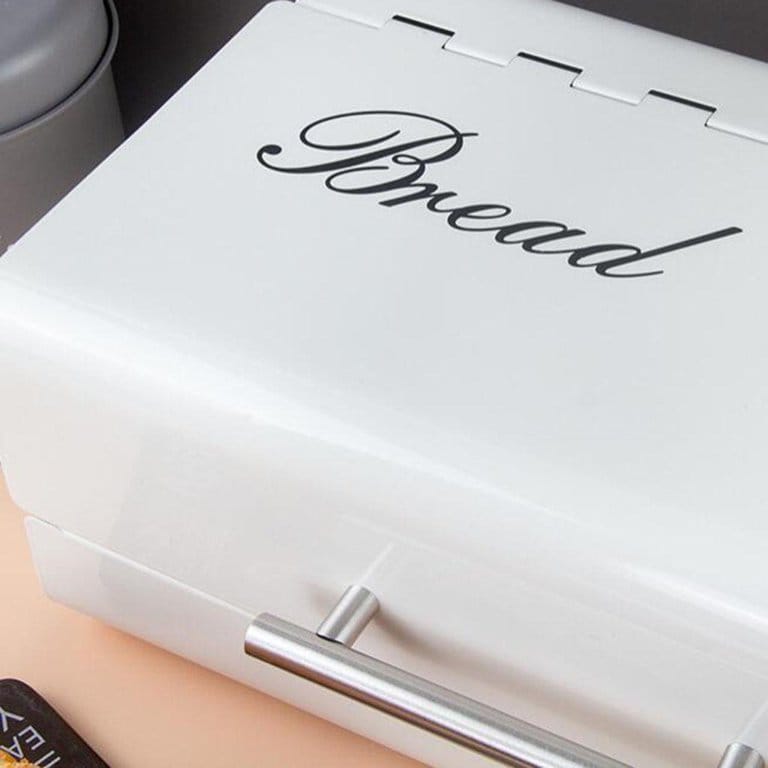 Vintage Metal Bread Box – Retro Kitchen Storage (White) - My Store