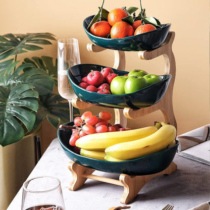 Fruit Basket with Wooden Stand
