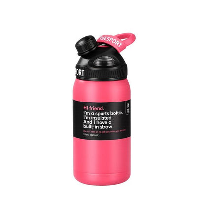 Insulated Stainless Steel Sports Water Bottle with Built-in Straw – 625ml / 700ml
