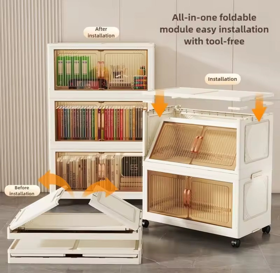 Heavy-Duty Foldable Storage Cabinet – Modular & Tool-Free Design