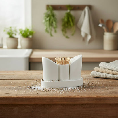 Danny Home™ 4-Piece Ceramic Salt, Pepper & Toothpick Set with Tray