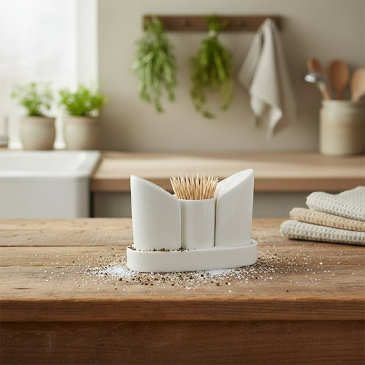 Danny Home™ 4-Piece Ceramic Salt, Pepper & Toothpick Set with Tray