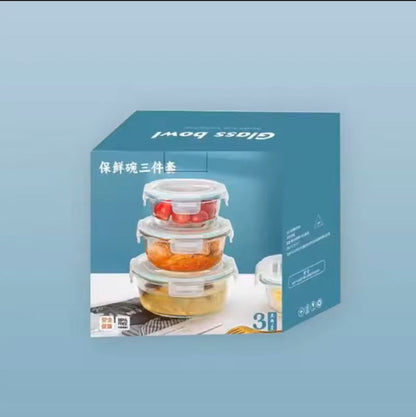 FreshLock™ Borosilicate Glass Food Storage Container Set – 3 Pieces