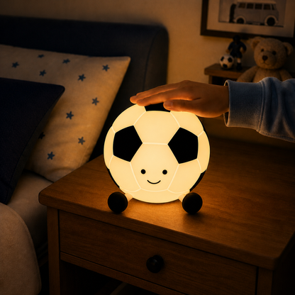 Cute Soccer Ball LED Silicone Night Light – Rechargeable Bedside Lamp