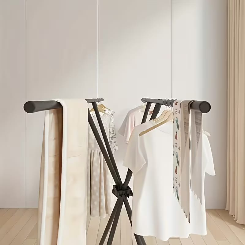 Foldable Double-Rod Metal Clothes Drying Rack