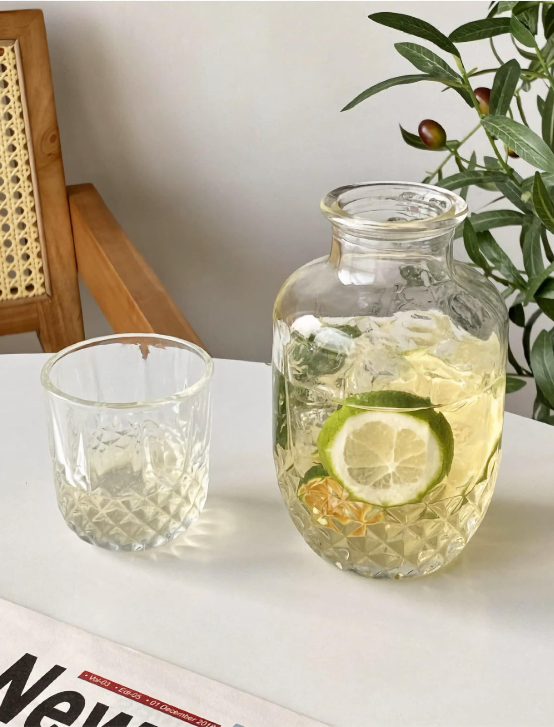 Danny Home Luxe Glass Water Carafe Set with Tumbler Lid – 600ml