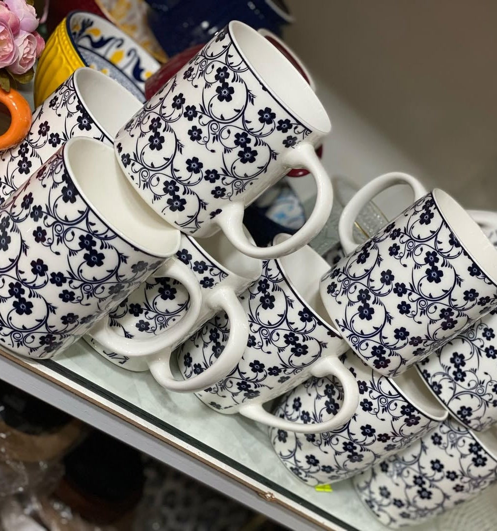 Danny Home Blue Floral Ceramic Coffee Mug - My Store