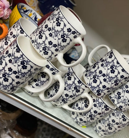 Danny Home Blue Floral Ceramic Coffee Mug - My Store