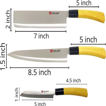 3-Piece Japanese-Style Stainless Steel Kitchen Knife Set