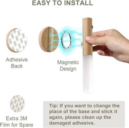 Wooden Base Smart Sensor LED Night Light