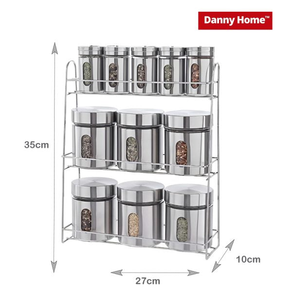 Danny Home Premium 11-Piece Spice Jar & Seasoning Bottle Set with Stand