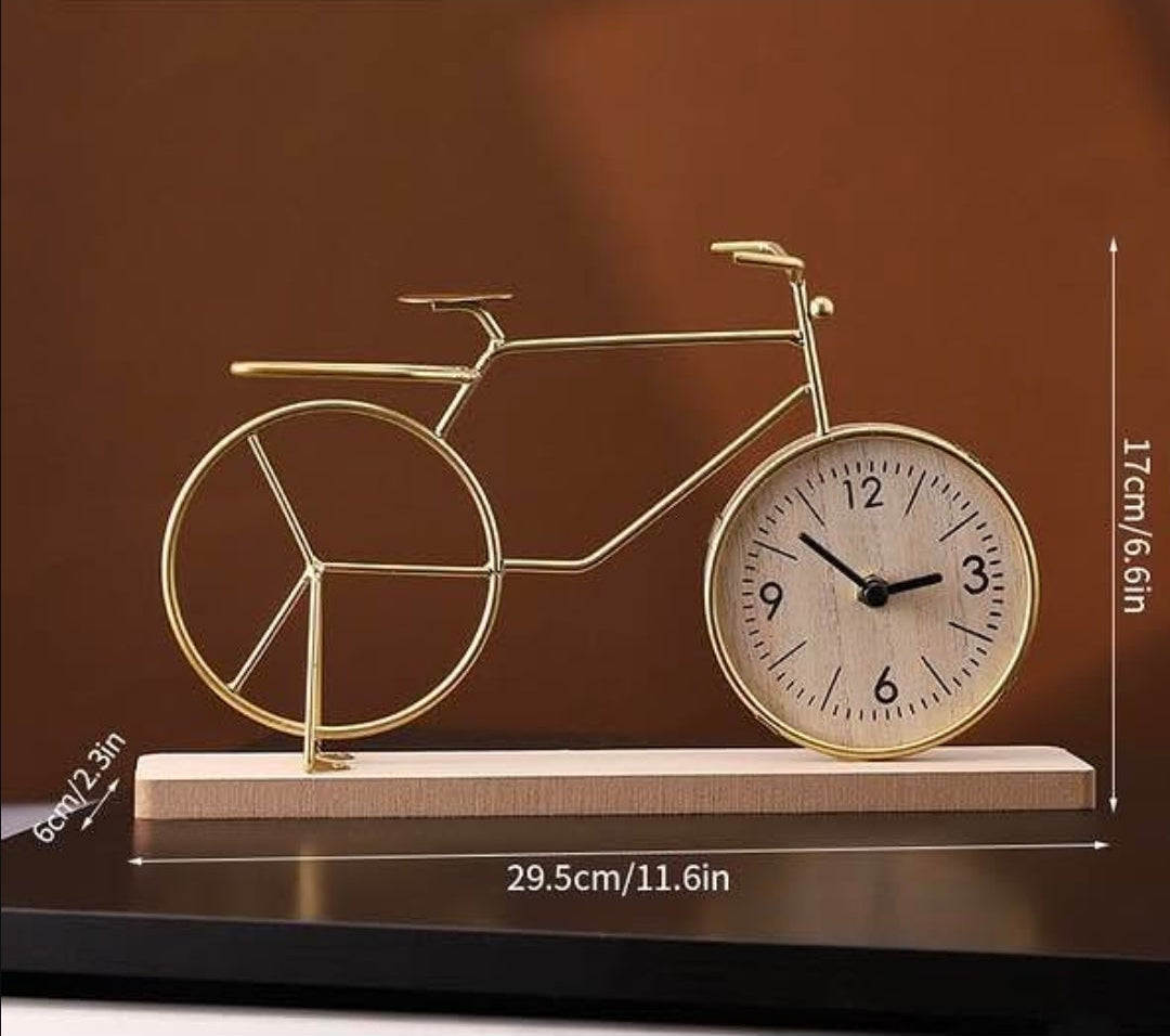 Vintage Bicycle Table Clock with Wooden Base - My Store